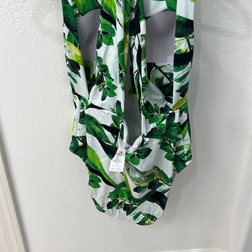 NEW Green Tropical Piece One Piece Swimsuit - Picture 6 of 13